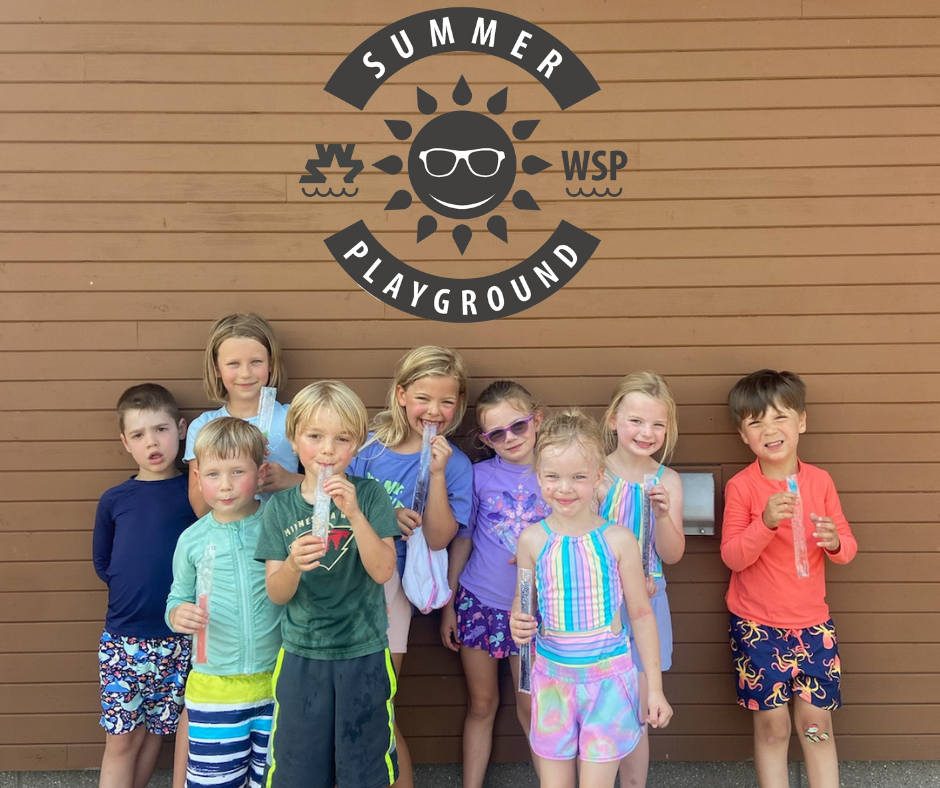 Image of kid attendees at Summer Playground with logo on top of image